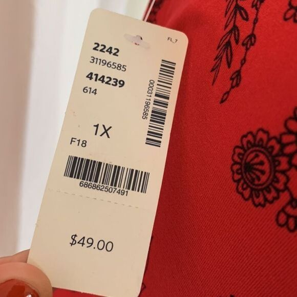 Love & Legend Red & Black Paisley Babydoll Top - Picture 8 of 9